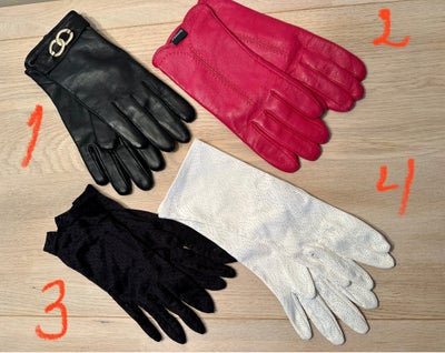 Handsker, 4 par  nye og lidt brugte handsker. Læs det hele. , Nye og Retro , str. 7 - 7,5,  Sort, hv