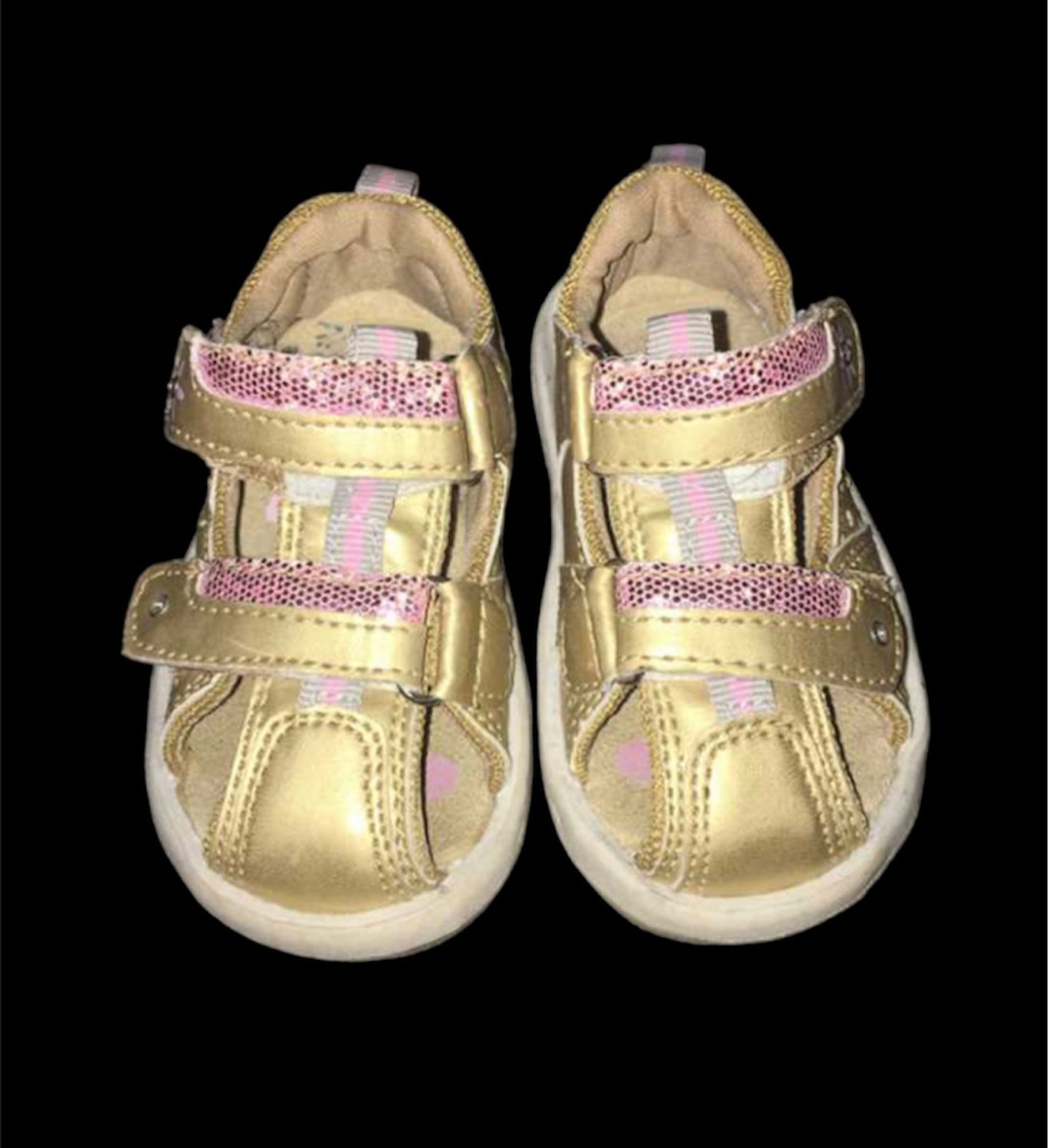 str. 21, 21 sandaler sko guld lyserøde glimmer – dba.dk Køb og Salg af Nyt og