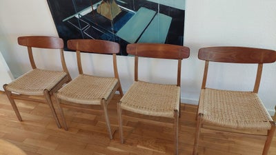 Hans J. Wegner, stol, CH23, Vi sælger vores 4 flotte Wegner spisebordsstole i eg og med ryglæn i tea