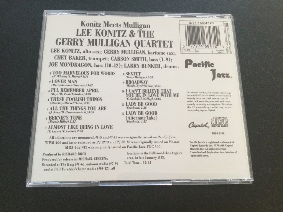 Lee Konitz & The Gerry Mulligan Quartet: Konitz Meets