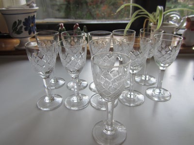Glas, Snapsglas "ANTIK", ANTIK,Holmegård, 11 flotte som nye snapseglas ANTIK, Holmegård, Facet slebn