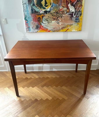 Spisebord, Dansk spisestuebord i teak med Hollandsk udtræk, Arkitekttegnet spisebord i klassisk Dans