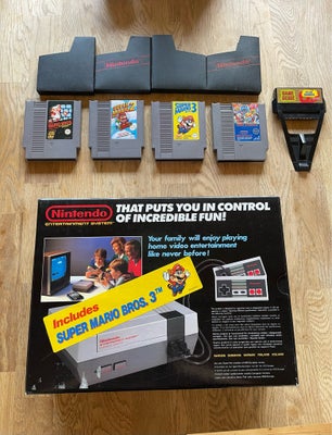 Nintendo NES, Marios bros 3 edition, God, Nintendo NES i flot box SCN med manualer + diverse spil… s