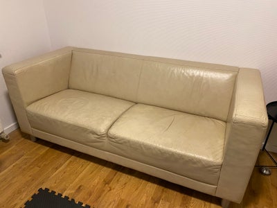 Sofagruppe, læder, anden størrelse , Ilva, 2 stk. Cremefarvede lædersofaer, koldskum. En 2-personers