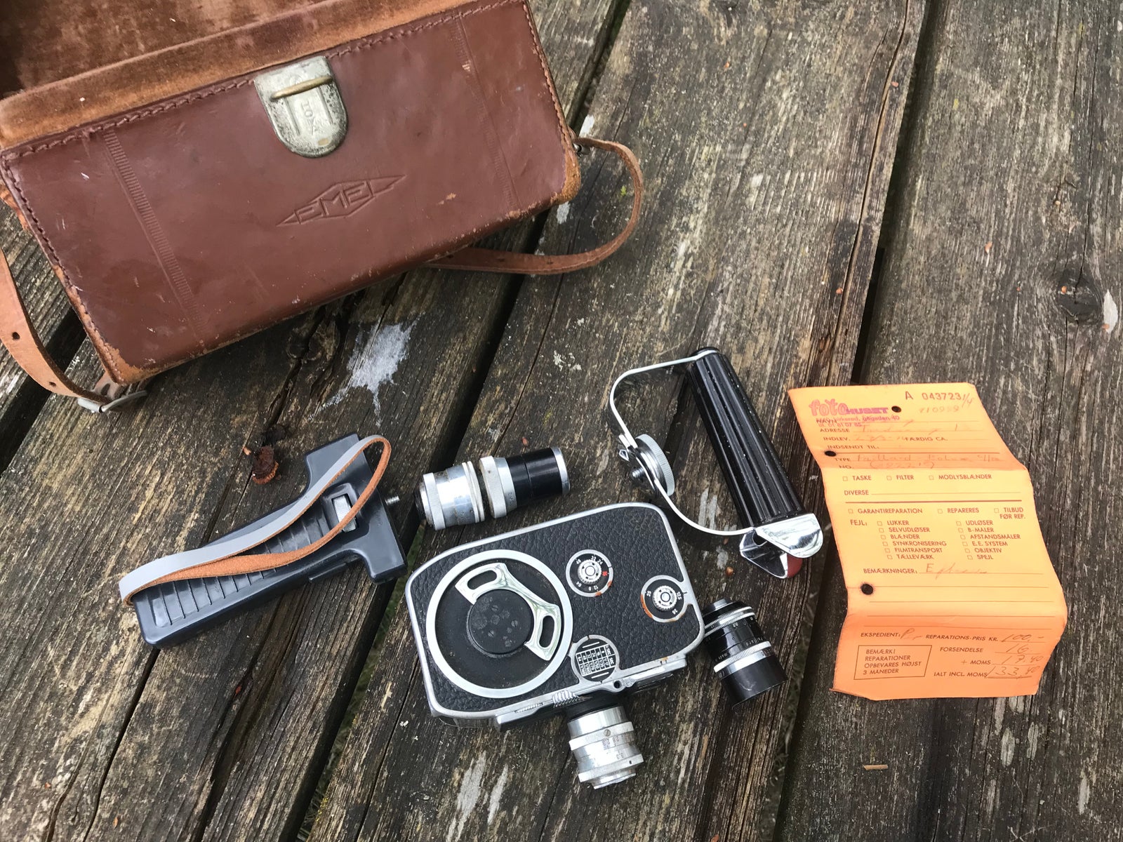 Paillard Bolex E8 Film Kamera 3 linser Læderetui