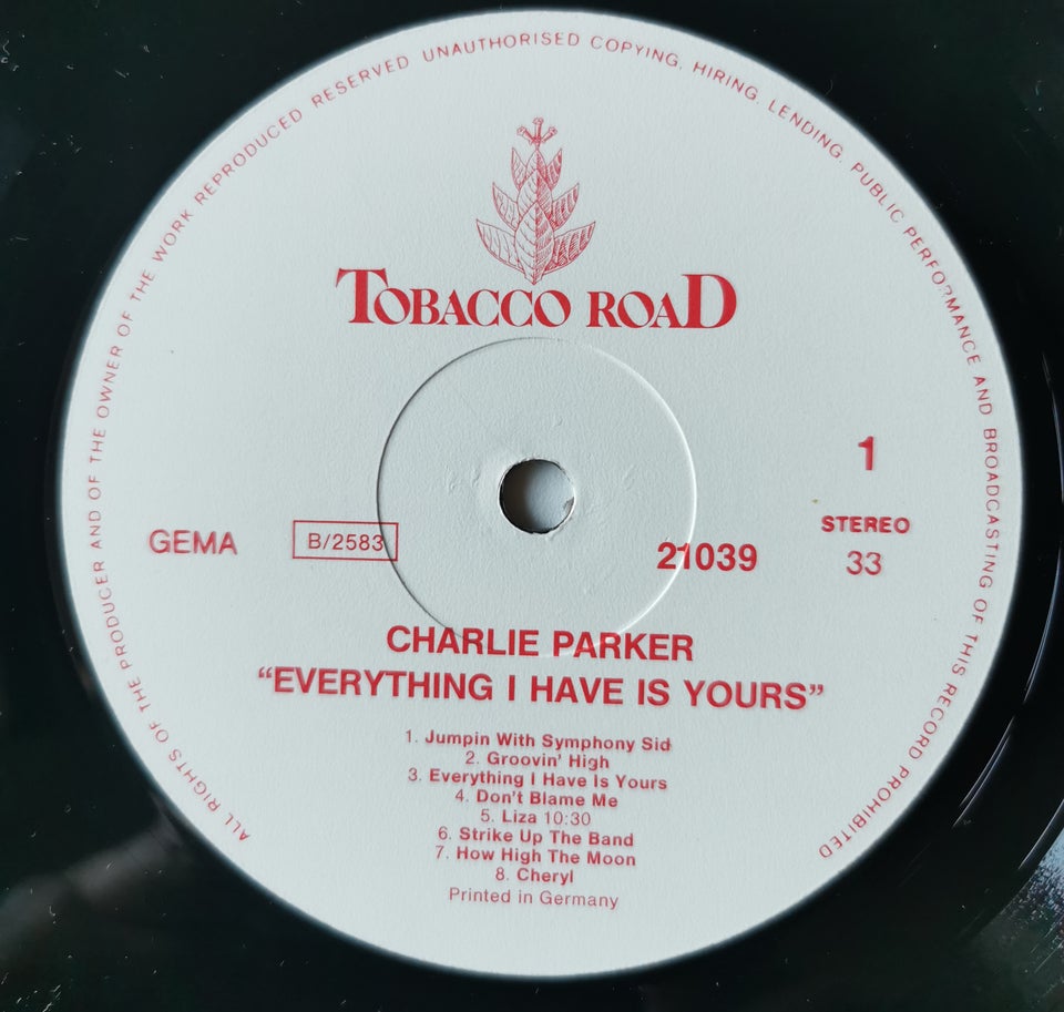 LP, Charlie Parker, Everything I Have Is Yours