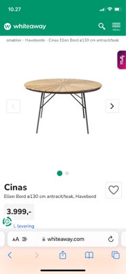 Havebord, Cinas, Teak træ, Jeg har lige købt dette bord og det er kun blevet samlet, og ikke brugt. 
