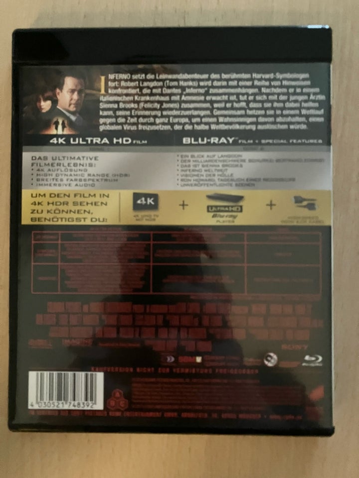 Inferno , instruktør Ron Howard, Ultra HD Blu-ray