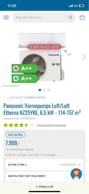 Varmepumpe, Panasonic, Helt ny varmepumpe sælges. Afhentning Odense sv 