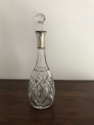 Glas, Krystalkaraffel, Krystalkaraffel med sølvkrave (sølv835)
H 40 cm
