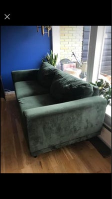 Sofa, velour, Flot grøn sofa i velour gives gratis væk. Et par af benene vakler en smule, den har et