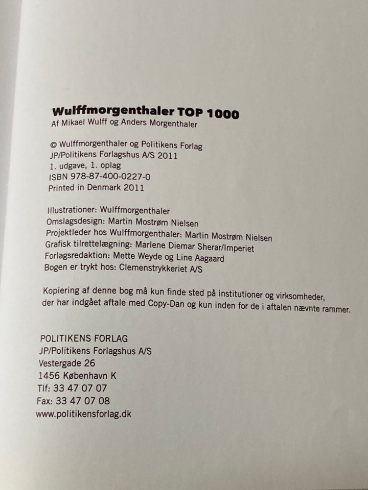 Wulffmorgenthaler - Top 1000, Mikael Wulff & Anders