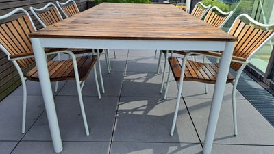 Havemøbelsæt, Kerteminde, Teaktræ, Aldrig brugt havesæt bestående af bord (208x100cm) og 6 stole.
Kø