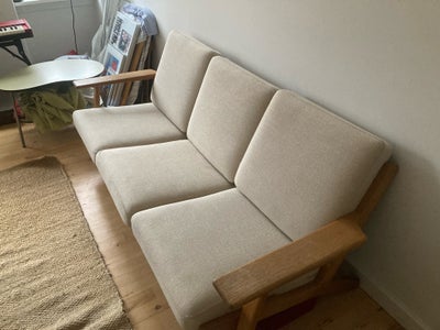 Sofa, uld, 3 pers. , Wegner, Model 290-3. God stand. Egetræ. Hallingdal betræk
