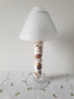 Anden bordlampe, Bordlampe, maritim lampe, musling lampe, fyrfad, Maritim glas bordlampe med musling