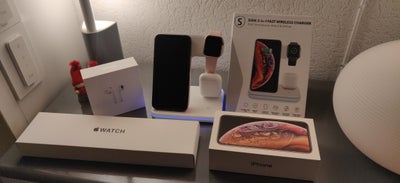 iPhone XS, 64 GB, guld, Perfekt, iPhone Xs 64GB Gold, AirPods (2nd Generation) apple Watch se 40mm g