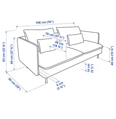 Sofa, bomuld, 3 pers. , Ikea SÖDERHAMN, Fin 3 personers sofa. Medfølger en ekstra hynde til at sidde