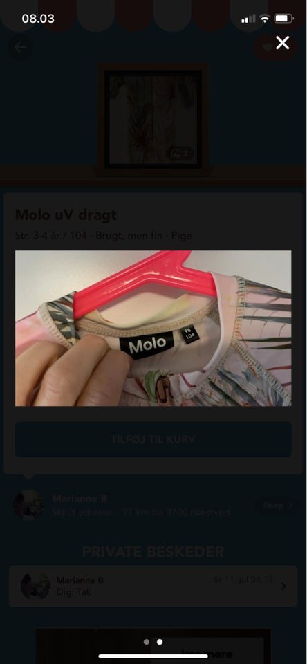 Badetøj, UV-dragt , Molo