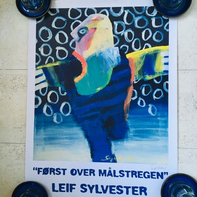 Plakat, Leif Sylvester, motiv: “Sammen over målstregen”, b: 59 h: 85, Trykt på kraftigt papir/karton