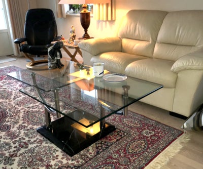 Glasbord, glas, b: 130 l: 65 h: 50, Praktisk bevægelige glasplader for nem ind- og udstigning af sof