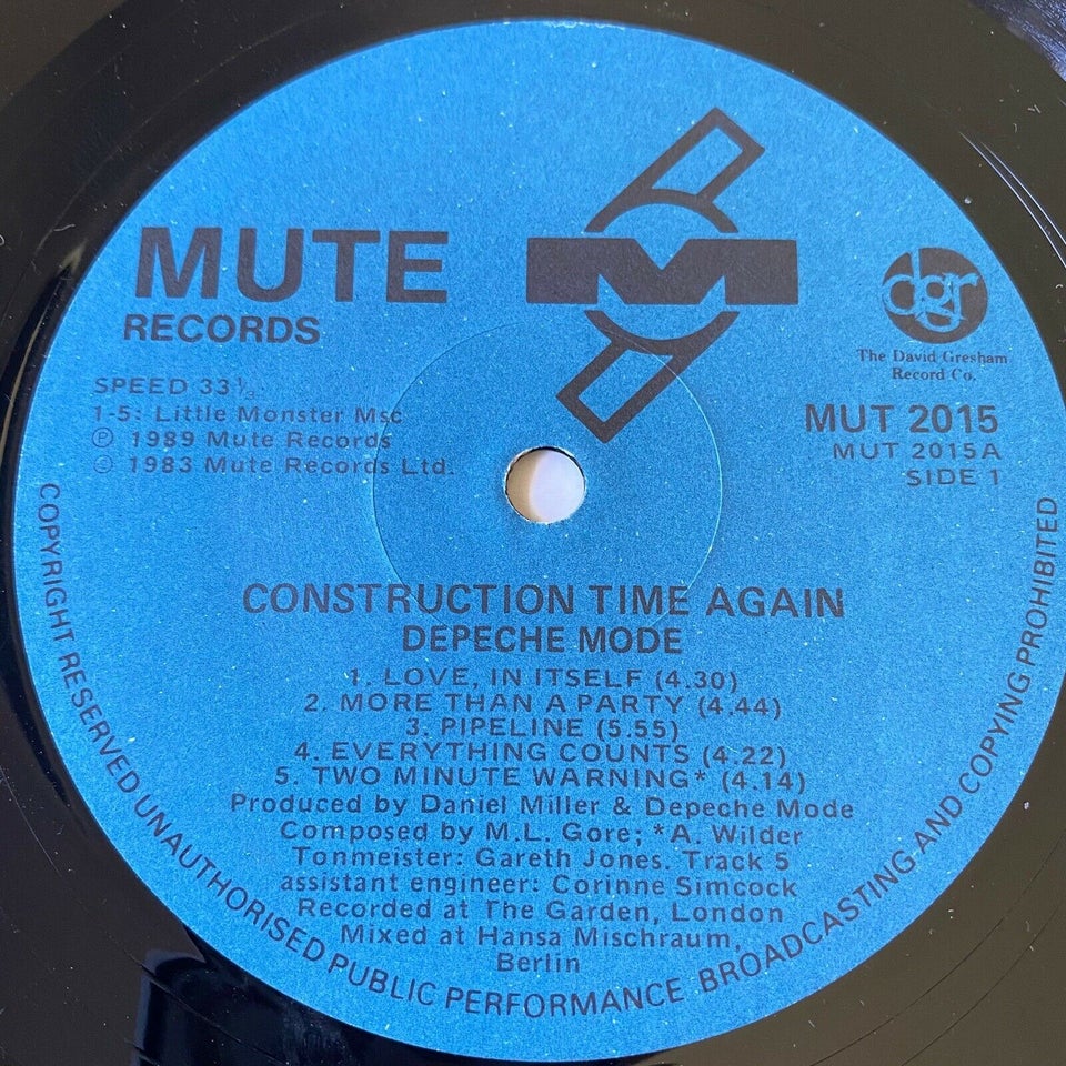 LP, Depeche Mode, (SYDAFRIKA 1989) Construction Time Again