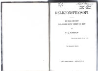 Religionsfilosofi, F. C. Krarup, år 1921