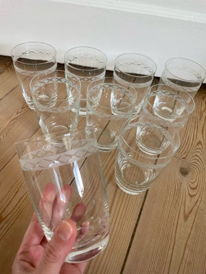 Glas, 9 vandglas / ølglas, Ejby Holmegaard / Holmegård, 9 ølglas / vandglas (11,8 cm høje) fra Ejby.