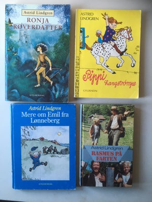 Ronja Røverdatter, Pippi, Emil, Rasmus på farten, Astrid Lindgren, Sælger disse bøger af Astrid Lind