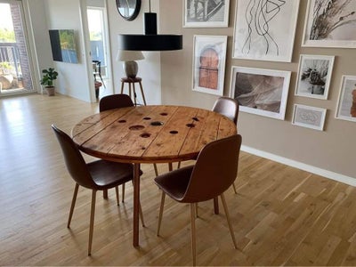 Spisebord, Træ, Kabeltromlen.dk, b: 120 l: 70, Kabeltromlen dining table with solid steel legs from 