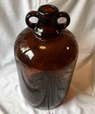 Glas, Flaske, J&L co, Stor gammel antik brun flaske med to ører fra J& L co 1870-1905 h31 cm ø 16 cm