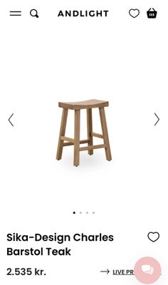 Køkkenstol, Teak træ, Sika Design, Skammel/barstol. Se billeder for mål. Har også en annonce med kon