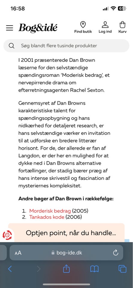 Tankados kode og Morderisk Bedrag, Dan Brown, genre: krimi