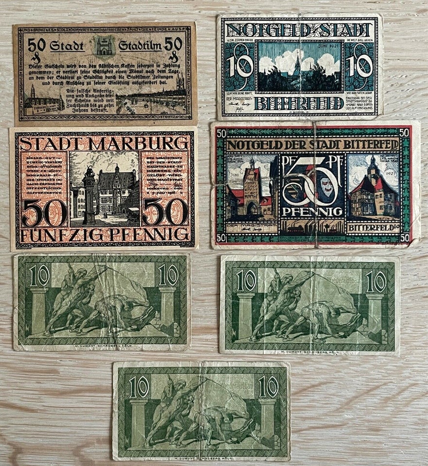 Vesteuropa, sedler, Notgeld