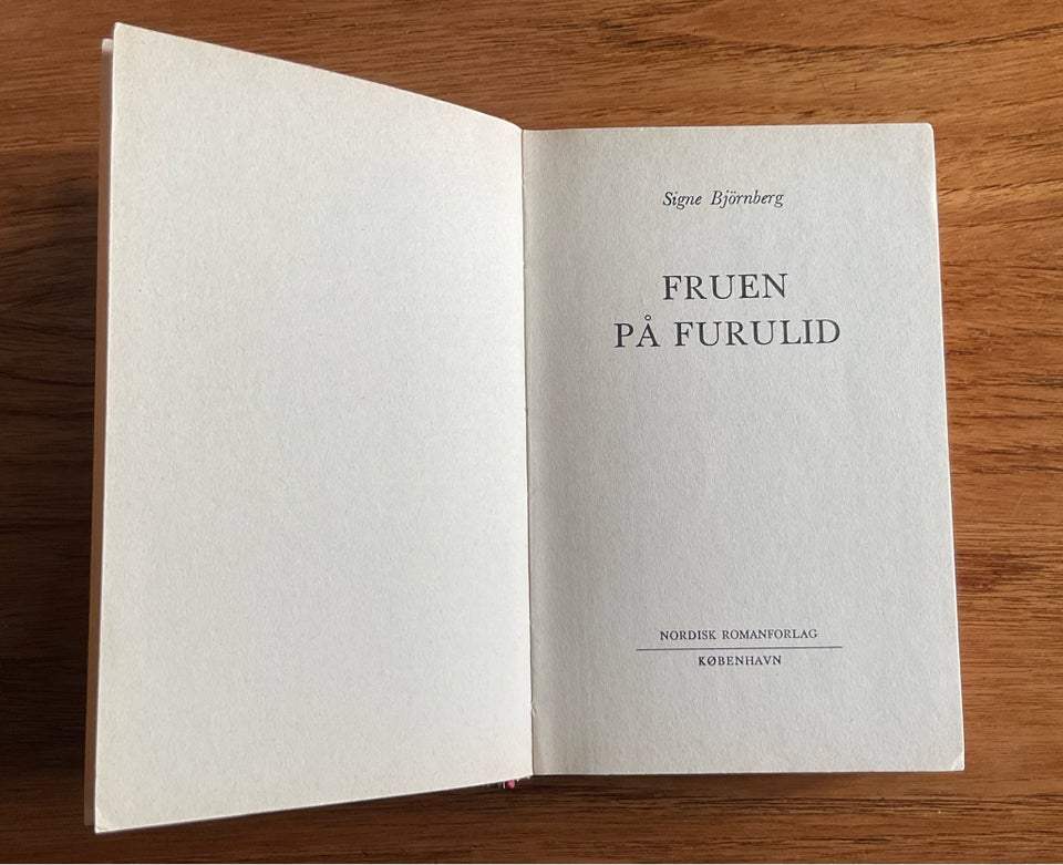 Fruen på Furulid, Signe Bjørnberg, genre: roman