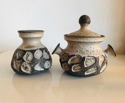 Keramik, Vase / keramikvase / barselspotte / krukke, Løvemose - keramikkrukke, Skøn vase og krukke/b