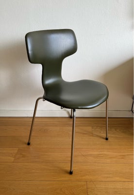 Spisebordsstol, Læder og krom, Arne Jacobsen / Fritz Hansen, Sjældent set Arne Jacobsen T stol / T-s