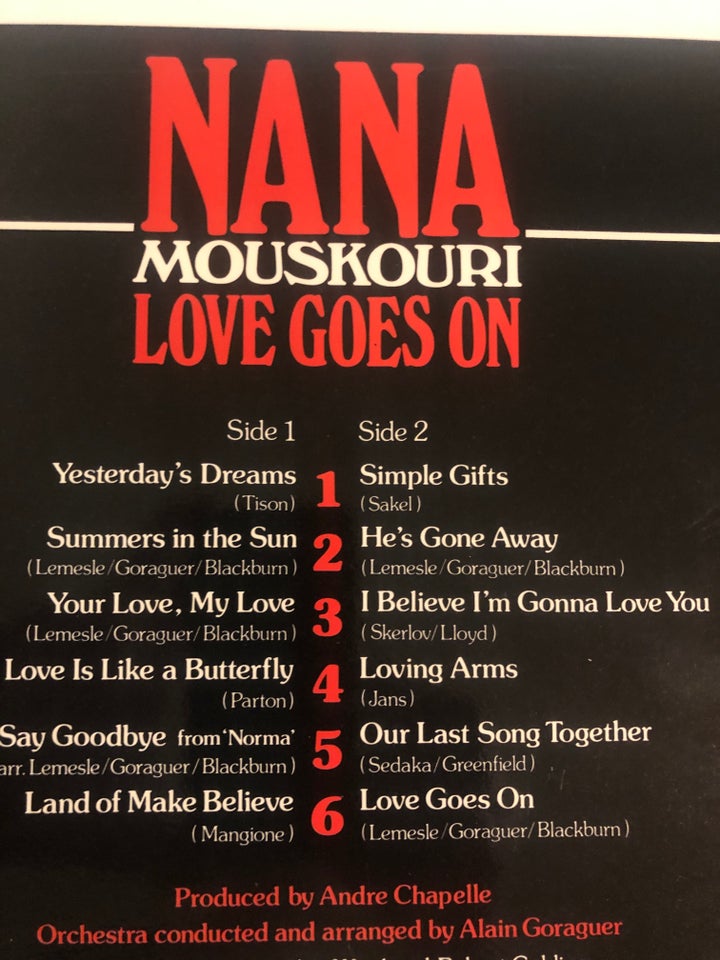 LP, Nana Mouskouri, Greatest Hits og Love goes on