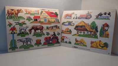Legetøj, 2 stk vintage udklipsark m. landbrugsmotiver. 1975, 2 stk vintage udklipsark med landbrugsm