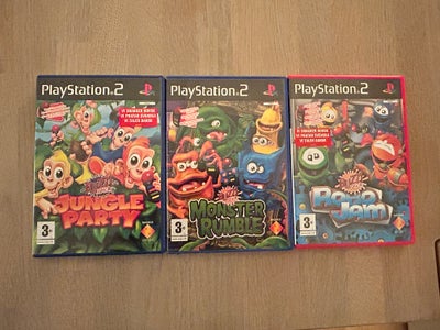 Spil , PS2, action, Jungle Party, Monster Rumble og Robo Jam, sælges med Buzz Buzzere.
Sælges kun sa