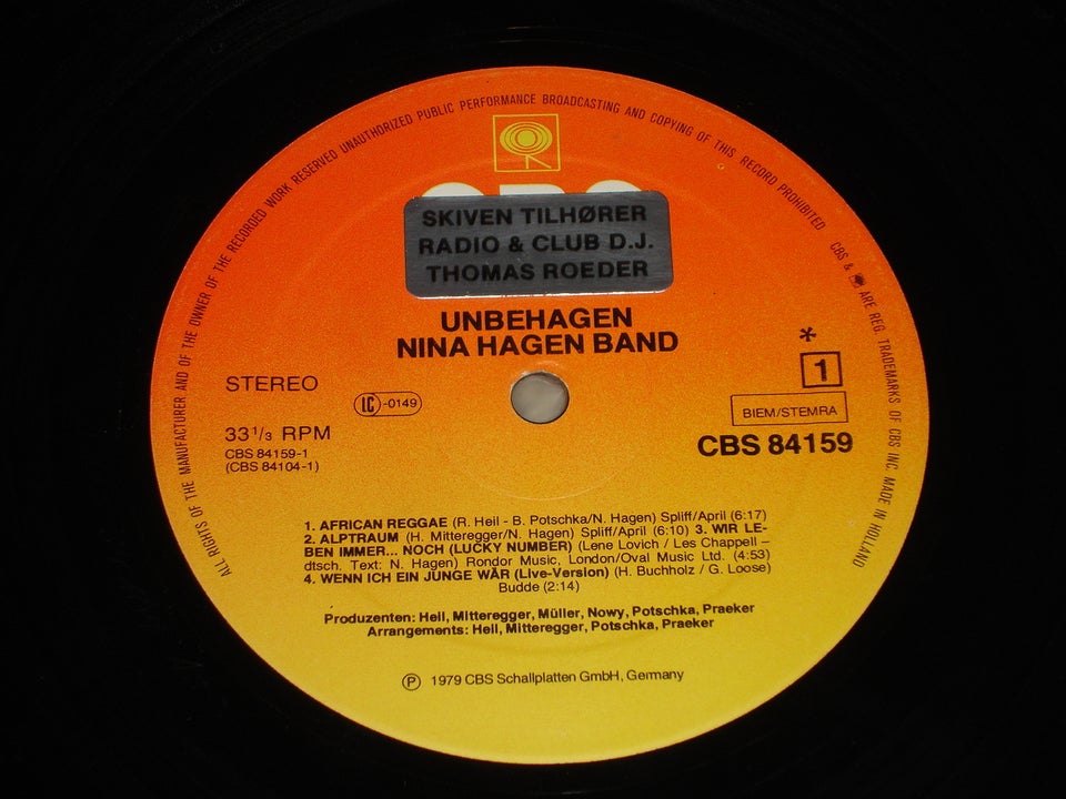 LP, Nina Hagen Band ( New Wave, Pop Rock )