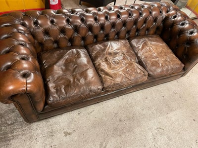 Sofa, læder, 3 pers. , Chesterfield, Fed retro chesterfield sofa, brugt og patina.