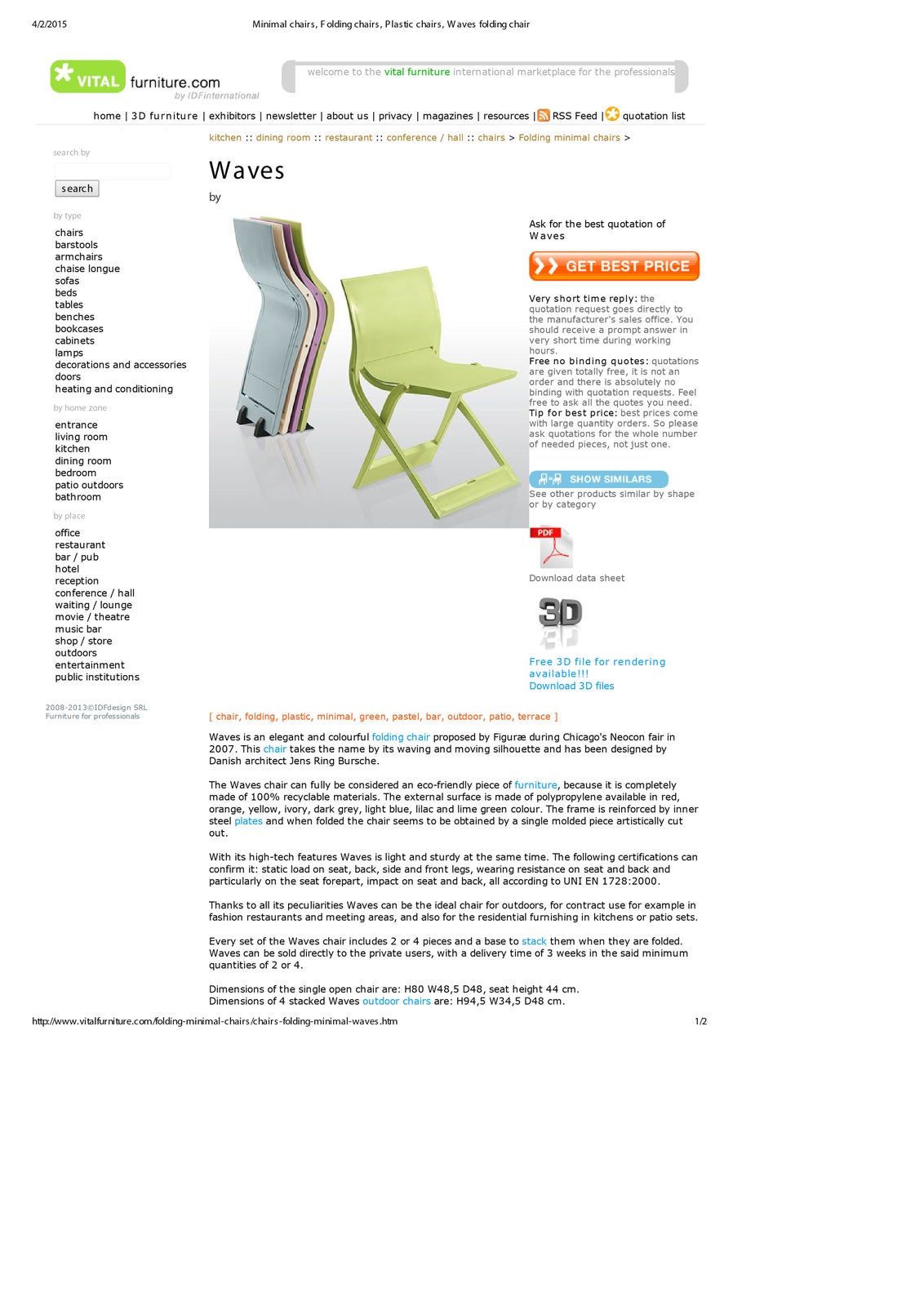 Anden arkitekt, Waves Chair, Stol / Spisestuestol – dba.dk – Køb
