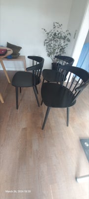 Spisebordsstol, hay, 3 stk Klassiske sorte hay j104 stole 

De er slidte som det kan ses (har smidt 