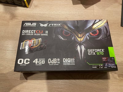 GeForce GTX 970 ASUS Strix, 4 GB RAM, Perfekt, Fejler ingenting, sælges blot da jeg har opgraderet m