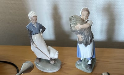 Royal Copenhagen porcelænsfigurer, Porcelæn, Pige med neg og pige med gås. 400 kr pr stk