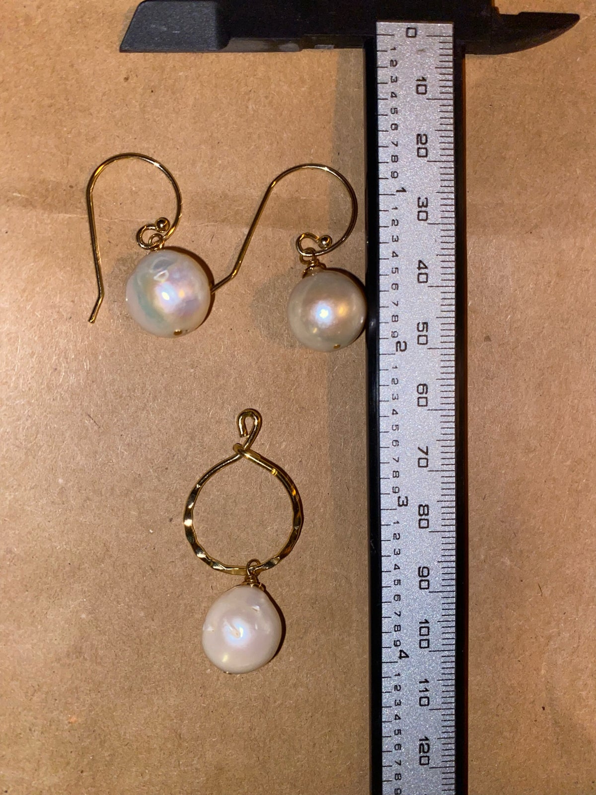 Øreringe, perler, 13x14mm barokke Ferskvandsperler