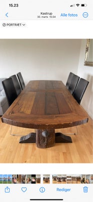 Spisebord, Afrikansk valnød, Ukendt, b: 105 l: 240, Rustikt unikt Råt og mega fedt planke spisebord.