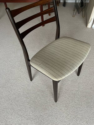 Spisebordsstol, Træ, 6 stole med lyst stribet stof - kan afhentes Hoven 6880 eller Midtfyn