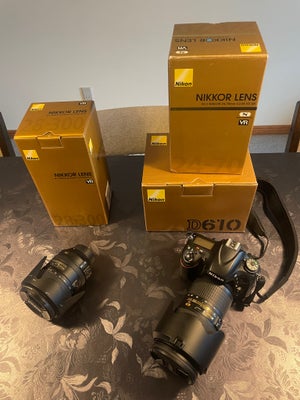 Nikon D610, spejlrefleks, 24,3 megapixels, 0 x optisk zoom, Perfekt, Nikon d610 sælges. Fremstår sær