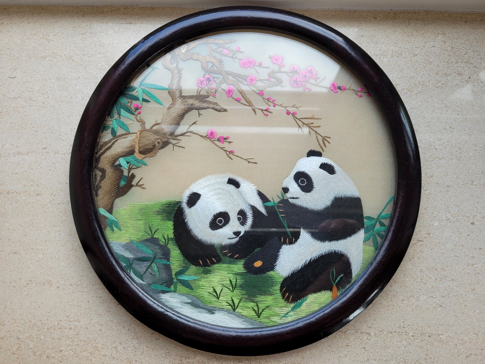 Glas bakke, China Kina Sichuan, motiv: Panda & Kirsebærtræ